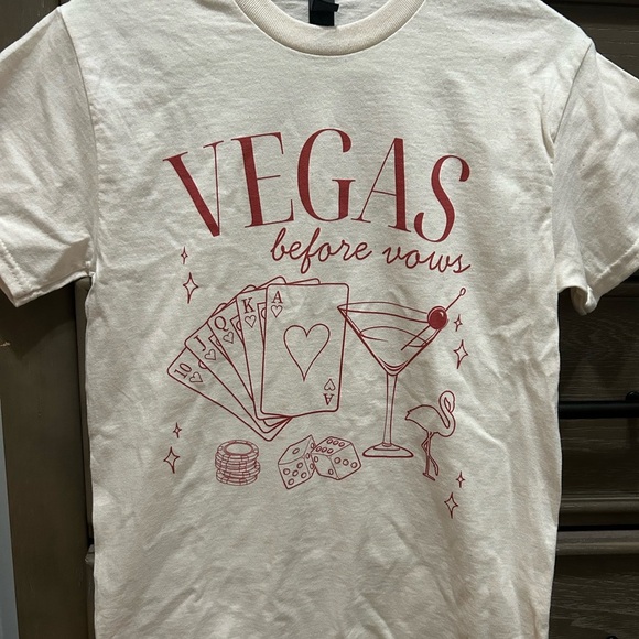 Vegas Bachelorette Tees - Gildan White and Red Short Sleeve - Picture 3 of 6